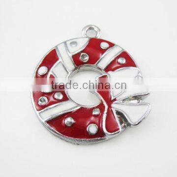 Metal christmas wreath garland charm pendant