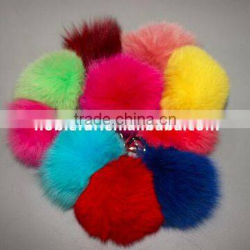 High Quality Real Fox Fur Ball Car Key chains Mobile Phone Bags Pendant