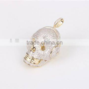 2016 Custom Hip Hop Jewelry Skull Pendant 925 Silver Sterling Charm Pendant