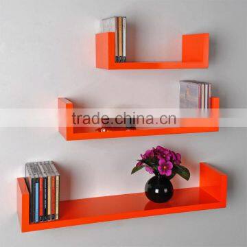 wooden storage U shaped wall shelves