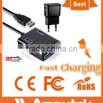 4-Port USB 3.0 Charging Hub Device with Wireeless or Wire Adaptor