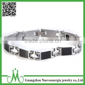 High quality fadeless stainless steel bracelet blood pressure health care energy bracelet black carbon fiber mens bracelet