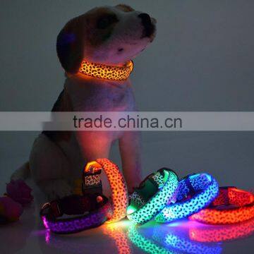 LED Collar Leopard Puppy Necklace Luminous Pet Decors dog harness