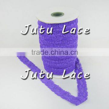 1" Elastic Lace Ribbon, Lace Elastic by the Yard - Purple photo-3