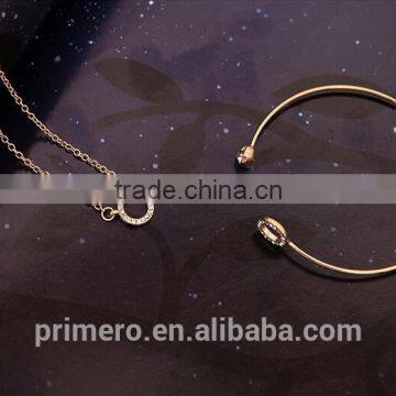 Fashion Austrian Crystal Circle Jewelry Sets Party Gold Pendant Necklace Drop Earrings For Women