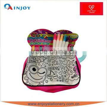 high quality diy kids hand bag with 4 markers