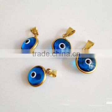 Lampwork Glass Handmade Extraordinary Blue Evil Eye Pendants 24K Gold plated Charm Pendant