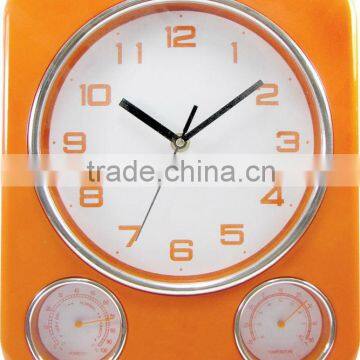 Rectangular Wall Decorative Temperature Humidity Clock with 3 Dials