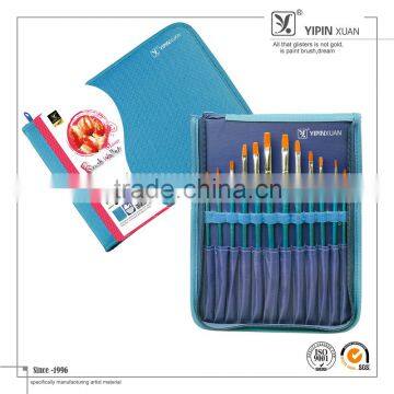 Professional 12pcs Aluminium Ferrule Nylon Hair Artist Paint Brush Set With A Palette