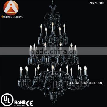 30 Light Baccarat Big Black Crystal Chandelier