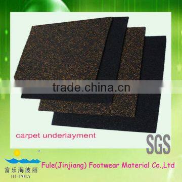 cork material and rubber carpet backing