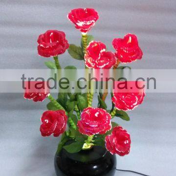 Valentine's Decor Artificial Fiber Optic Led Rose Flowers Light