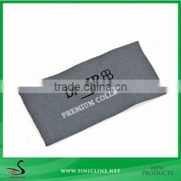 Sinicline Straight Cut Gray Back Ground Woven Brand Tag with Two Colors Customer Logo