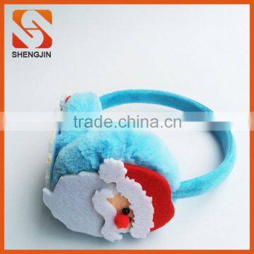 SJ-6777 Blue Plush christmas Earmuff/plush earmuff for kids/plush santa earmuff