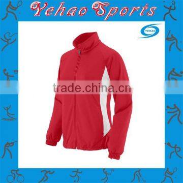 red white warm up suits with zipper