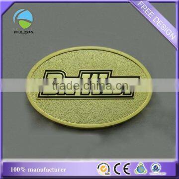 Custom Oval Shaped Gold Lapel Pins Sand-blasting Thick Screw Souvenir Badge photo-2