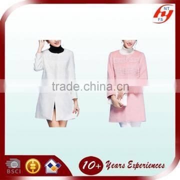 Best Quality Lovely Style Korean Fashion Fall and Winter Woolen Coat 2016 New Design Long Overcoat