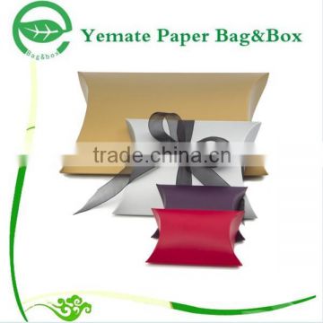 recycling craft red, white, browm pillow box with bowknot, brown kraft paper pillow box