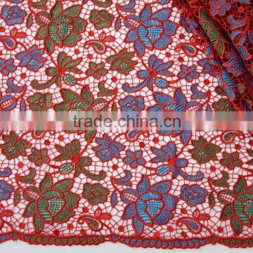 Hot selling african lace fabrics guipure / red cord lace fabric 5 yard for party / embroidery lace fabric                        
                                                                                Supplier's Choice