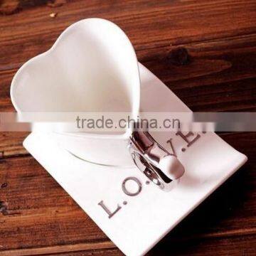 New Stylish White Heart Shape Love Coffee Tea Cup Mug Home Decor