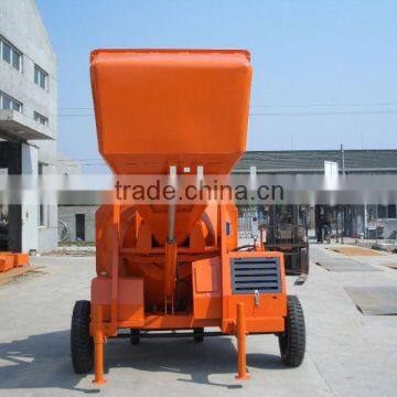 Self-loading concrete mixer