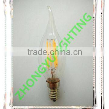 high quality CE UL C32/C35 flame tip candle LED filament bulb with many watts for choice