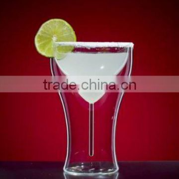 Double walled goblet Glass wine / beer glass mug