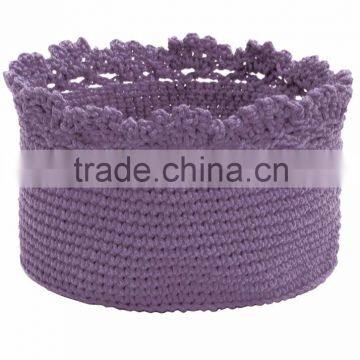 PP Yarn Round Crochet Basket Purple Brown photo-2