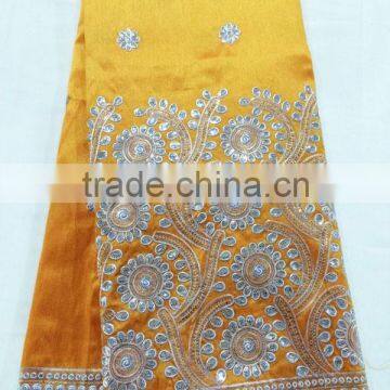 CL3117-5 high quality newest style Silk satin material George lace with gold /silver sequins colorful softly