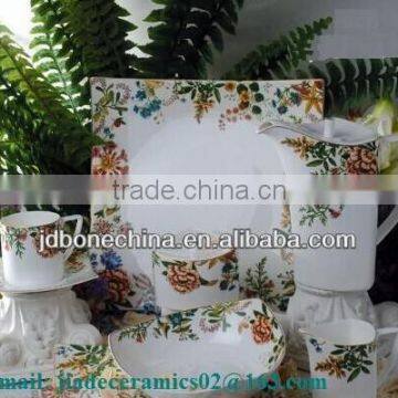 square shape fine bone china ceramics tableware