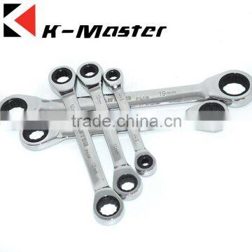 K-Master mirror polished chrome plated double ratchet wrench