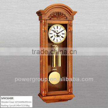 Solid wood wall clocks White&Golden dial Rotating pendulum and melody music High quality MW3648R