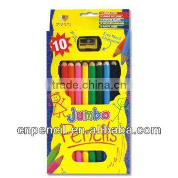 color pencil/ jumbo color pencil / hexagonal jumbo color pencil with plastic sharpener in paper box