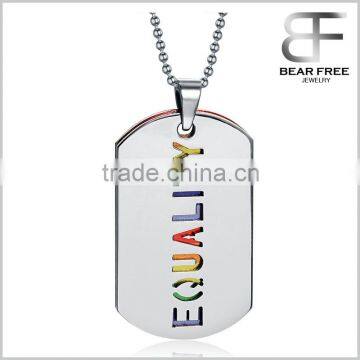 Equality Pride Rainbow Dog Tag LGBT Jewelry Stainless Steel Gay and Lesbian Pride Pendant Necklace