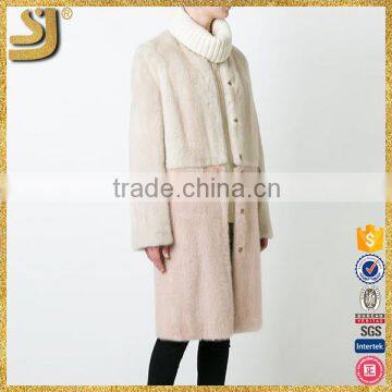 OEM Factory Price Collarless Fur Coat, Trench Style Long Women Fur Coat photo-3