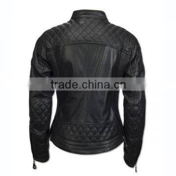 Ladies Black Leather Biker Motorcycle Jacket photo-2