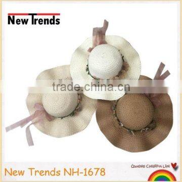 Fashion Brown Color Wide Paper Straw Floopy Waves Hat photo-3