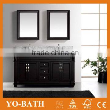 60 inch double sink traditional bathroom vanity with marble top