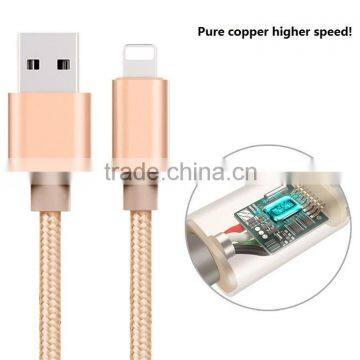 Nylon Braided fast charging usb data cable for iphone 8Pin charging cable