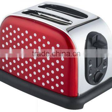 FT-103A 2 slice stainless steel toaster with white dots