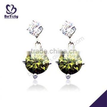 Wholesale high quality green gemstone 925 sterling silver earrings