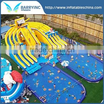 3 Lane Giant cheap Inflatable Pool Water Slide For Adult