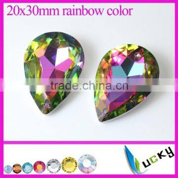 super shiny fancy rhinestones vitrail color pointback crystal rainbow strass with holes