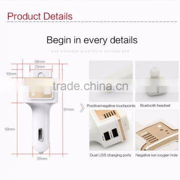 Mini Oxygen Bar Dual Port Car Charger Wireless Bluetooth Car Charging With Inear Headset photo-6