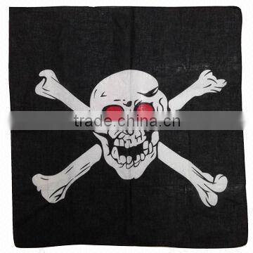 wholesale adult 100% cotton print cotton bandanas with skull