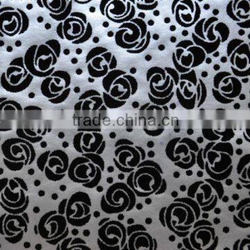 flower design flocking synthetic leather PU material for women shoes and handbags use