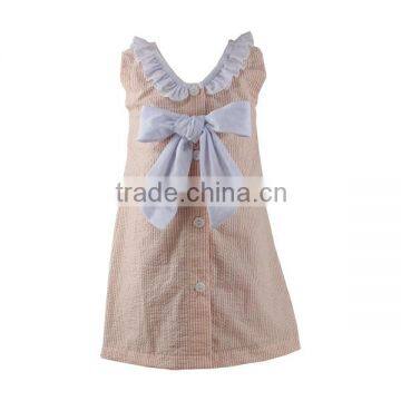 2016 Kaiyo Wholesale Children Lace Ruffle Dress Decorate With Bowknot Oem Service Princess Seersucker Dress Home Dress photo-2