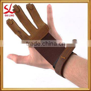 Shooting Wind Stopper Gloves Archery Products Right/Left Simple Brown 3 Finger Shooting Gloves For Longbow photo-2