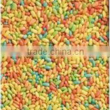 Color bean shaped bubble gum balls (candy chewing gum)