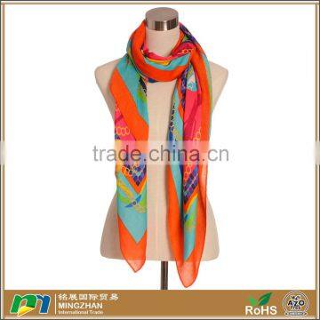 Women Bright-color Unique Print Long Custom Jacquard Warm Scarves